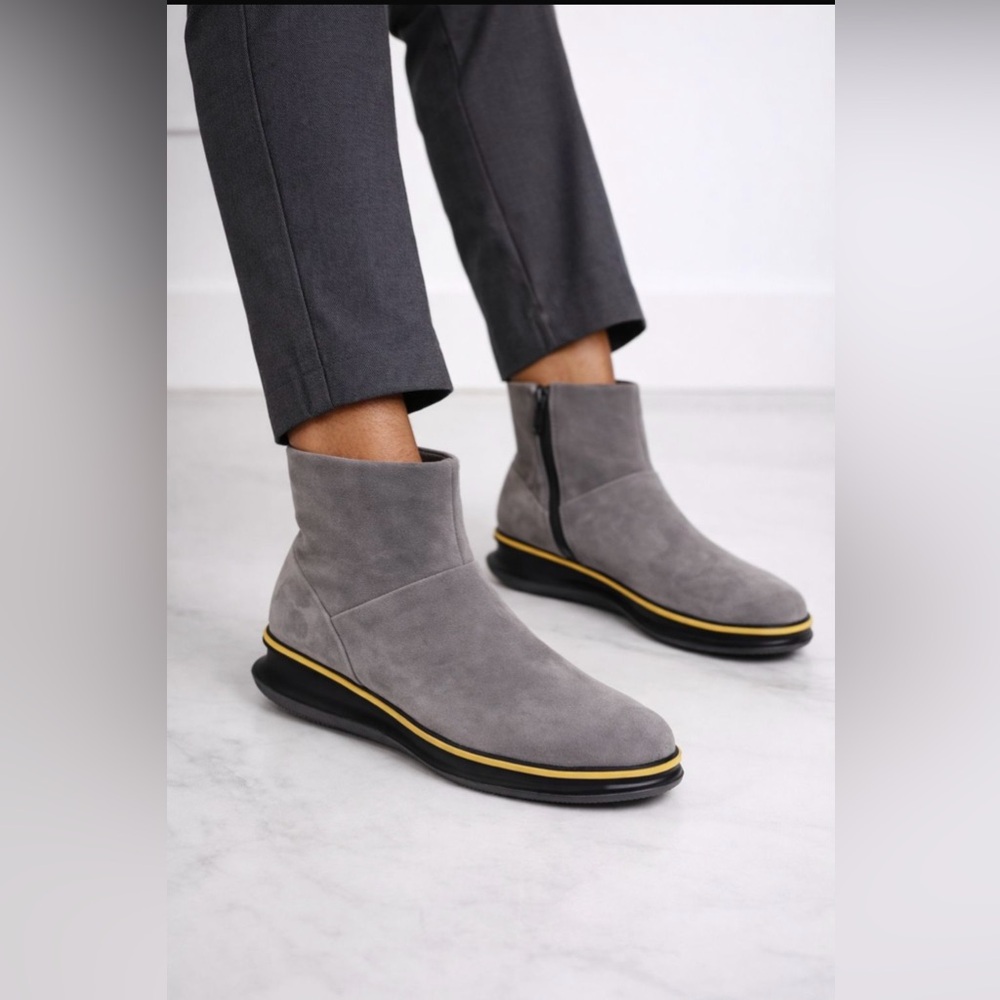 Camper Rolling Michelin Contemporary Gray Suede Ankle Boots Bold Platform SZ 10